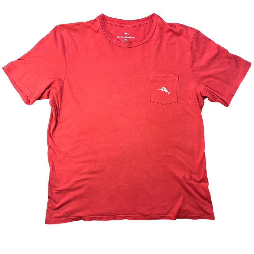 Tommy Bahama Mens Large Red High Steaks Poker Graphic Pocket T-Shirt